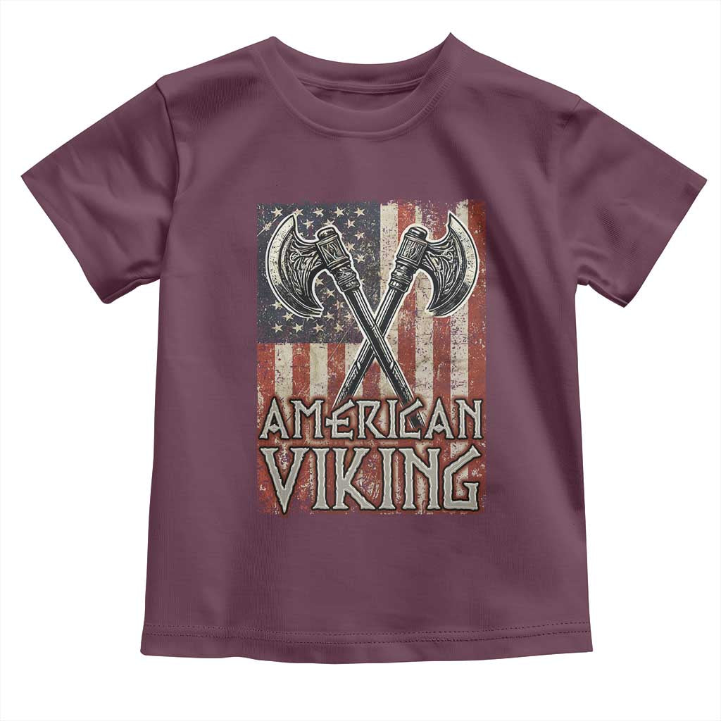 American Viking Toddler T Shirt American Flag Axe Norse Mythology
