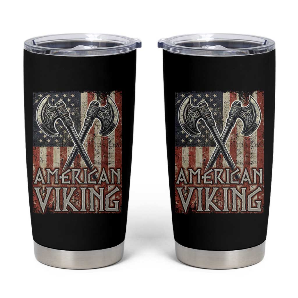 American Viking Tumbler Cup American Flag Axe Norse Mythology