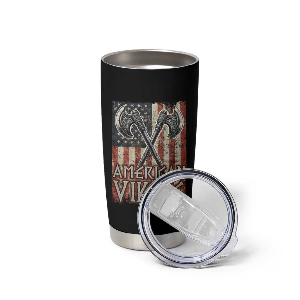 American Viking Tumbler Cup American Flag Axe Norse Mythology