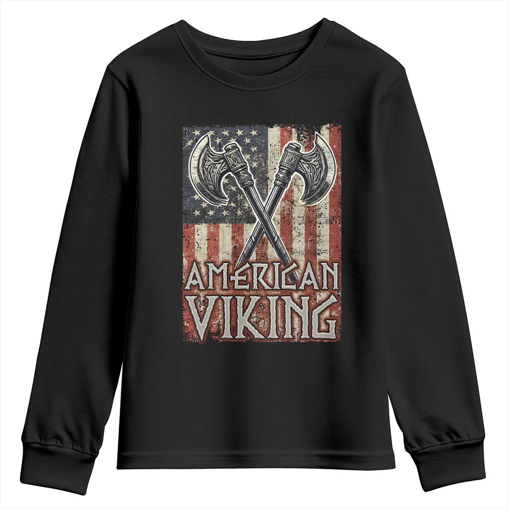 American Viking Youth Sweatshirt American Flag Axe Norse Mythology