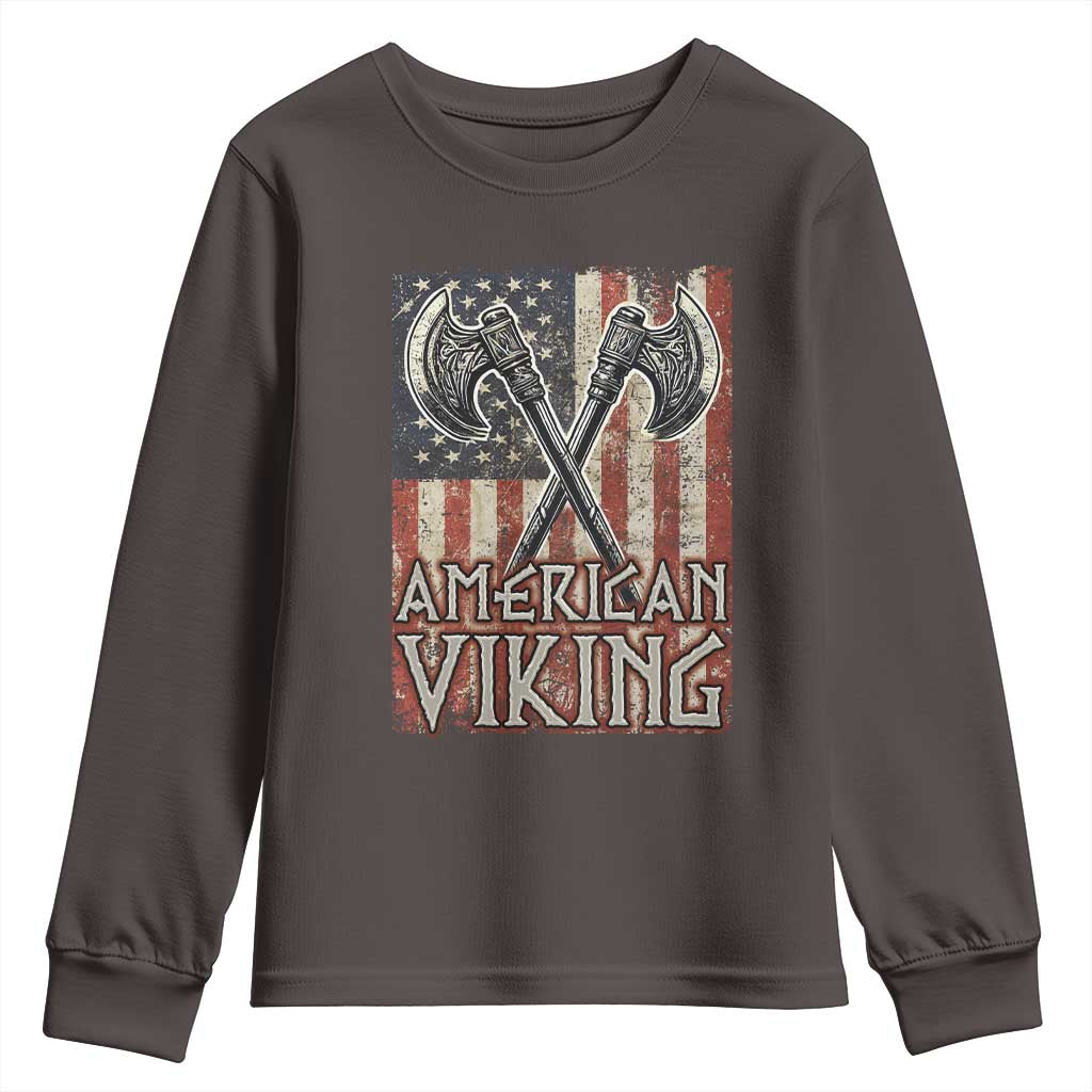American Viking Youth Sweatshirt American Flag Axe Norse Mythology
