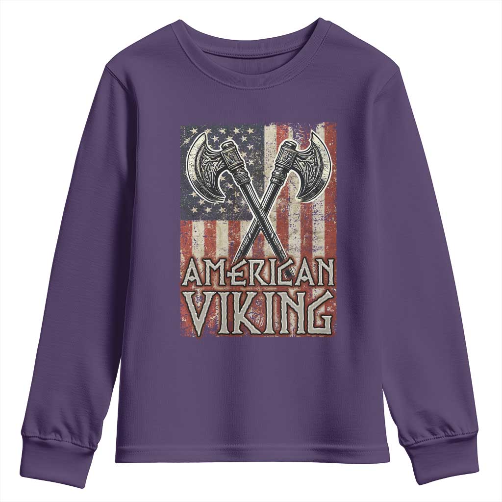 American Viking Youth Sweatshirt American Flag Axe Norse Mythology