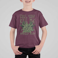 Viking T Shirt For Kid That Which Does Not Kill Me Should Run Valknut