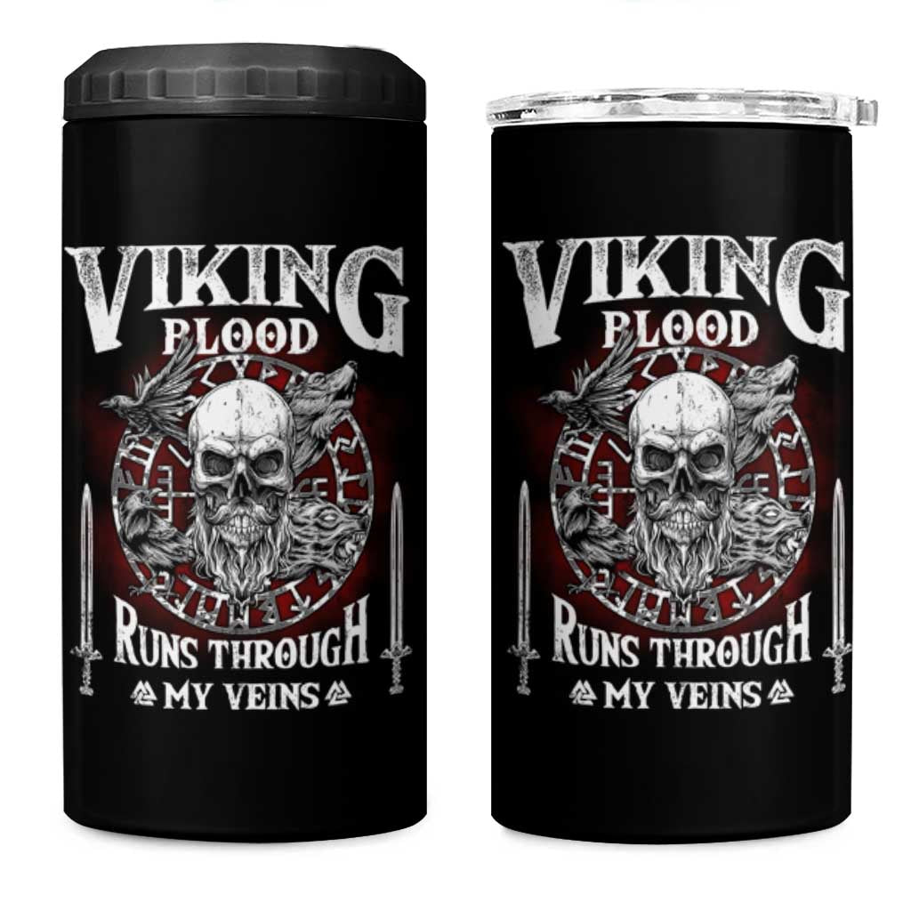 Viking Blood Runs Through My Veins 4 in 1 Can Cooler Tumbler
