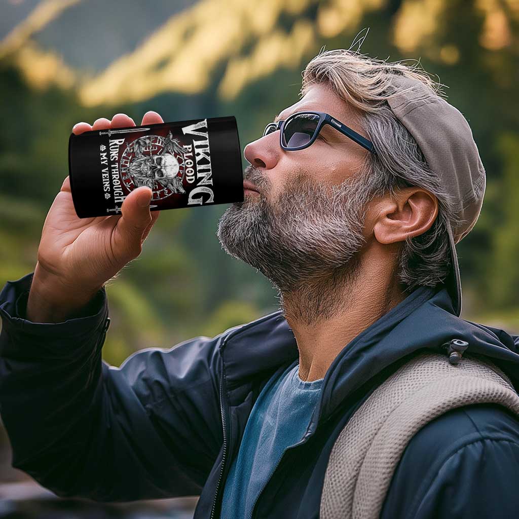 Viking Blood Runs Through My Veins 4 in 1 Can Cooler Tumbler
