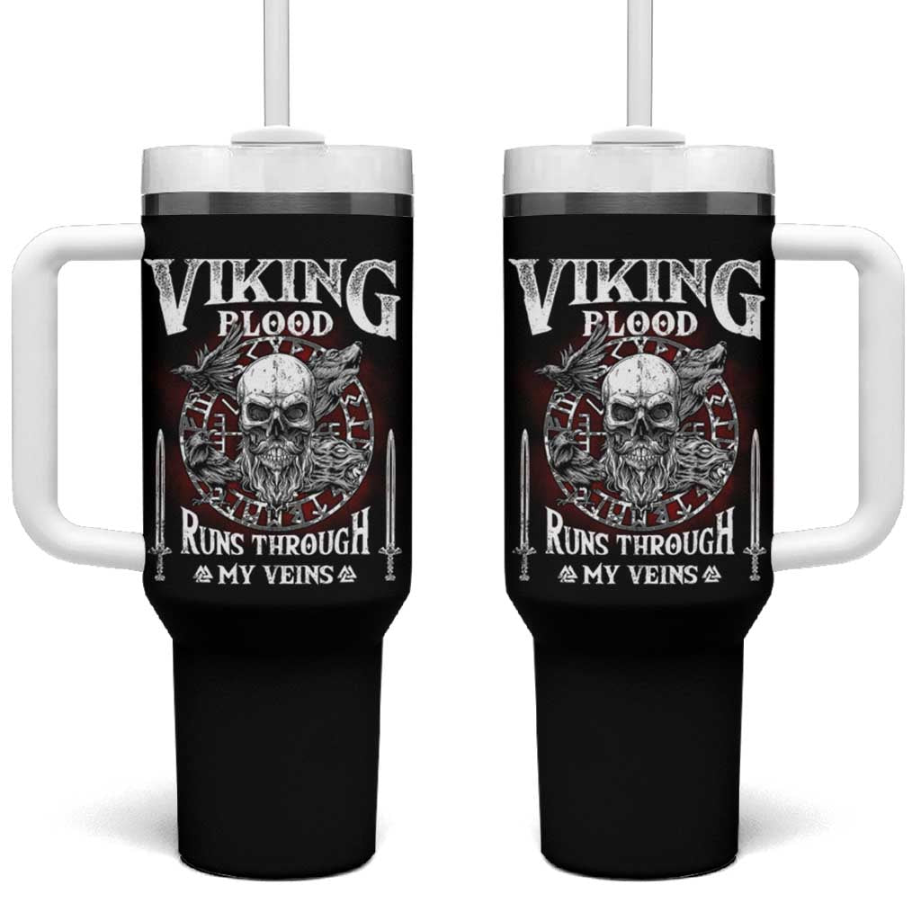Viking Blood Runs Through My Veins Tumbler With Handle