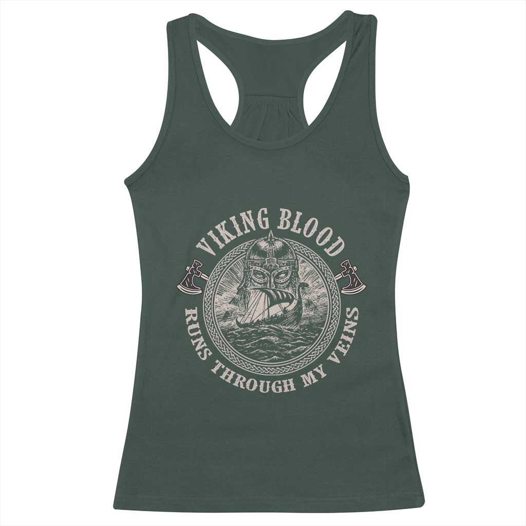 Viking Blood Racerback Tank Top Runs Through My Veins