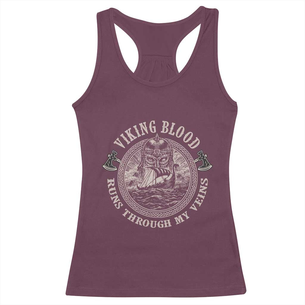 Viking Blood Racerback Tank Top Runs Through My Veins