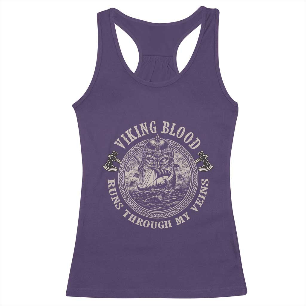 Viking Blood Racerback Tank Top Runs Through My Veins