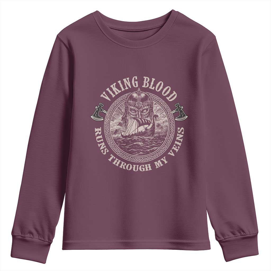 Viking Blood Youth Sweatshirt Runs Through My Veins
