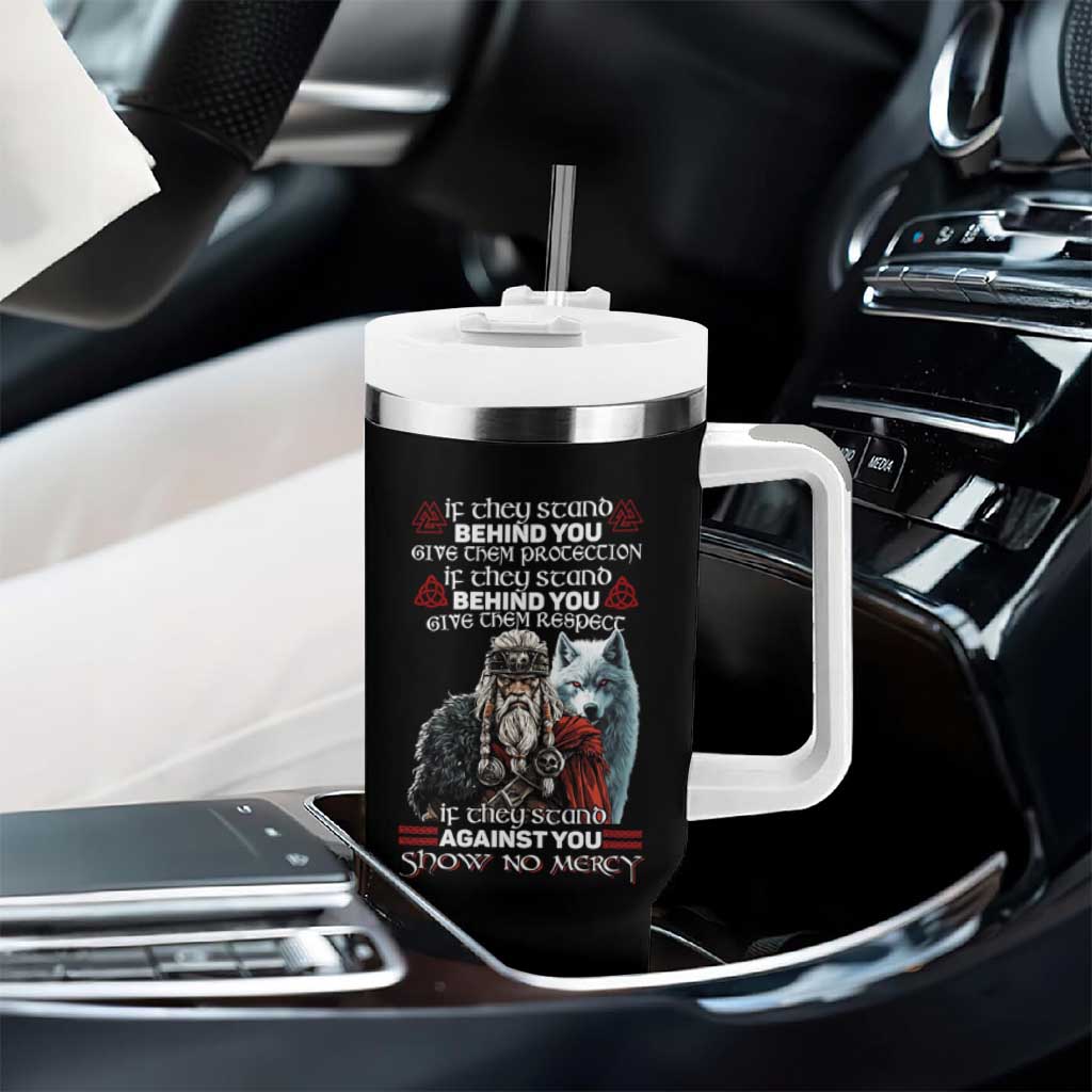 Viking Tumbler With Handle If They Stand Against You Show No Mercy