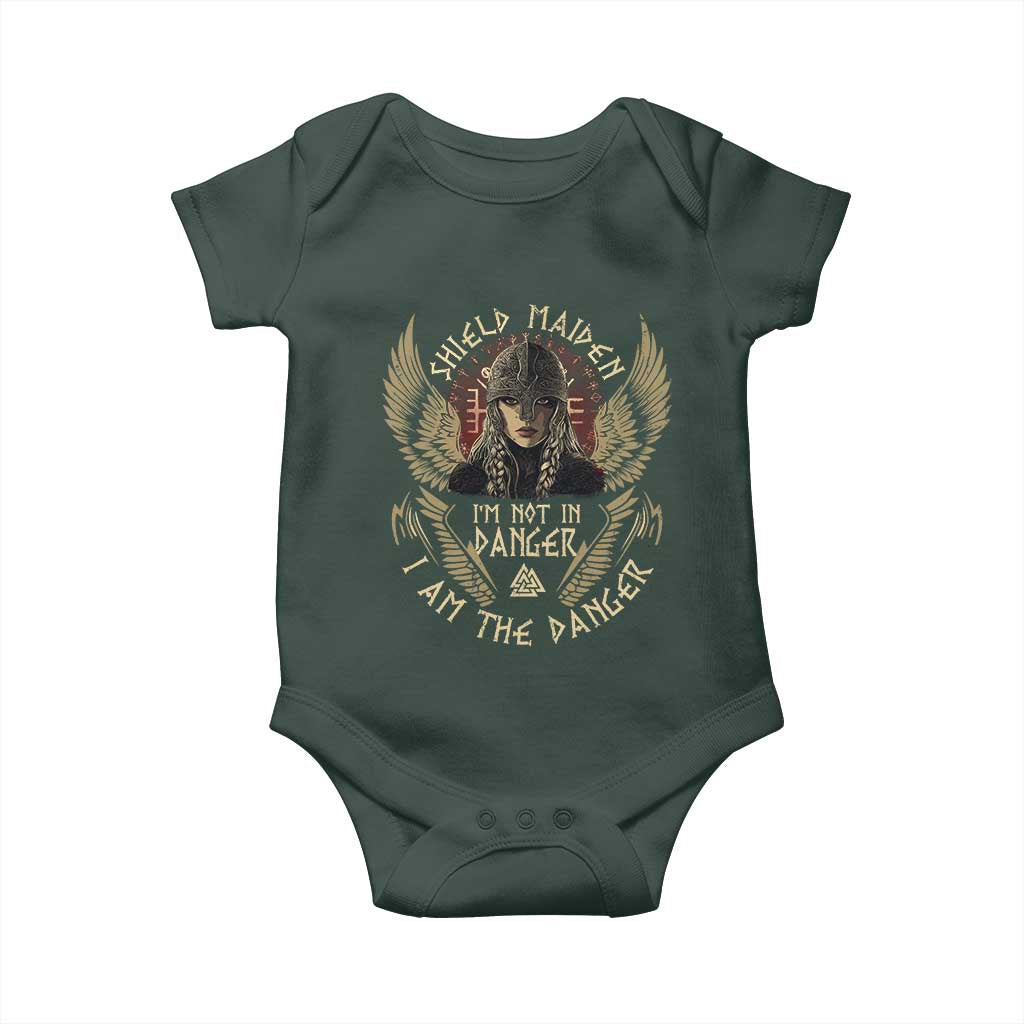 Shield Maiden Baby Onesie I Am The Danger Female Warrior Scandinavian Folklore Mythology