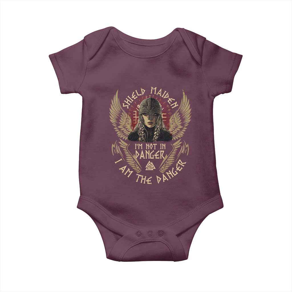 Shield Maiden Baby Onesie I Am The Danger Female Warrior Scandinavian Folklore Mythology