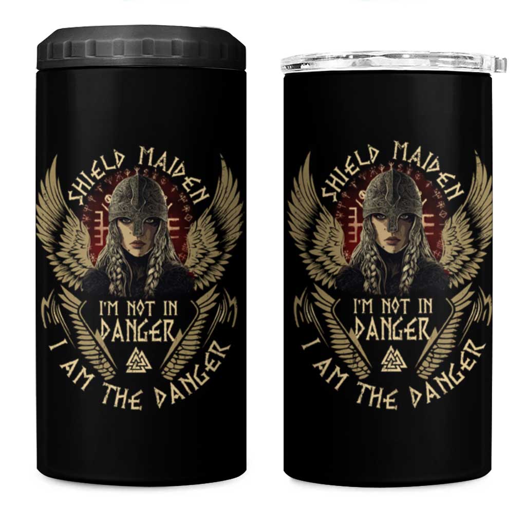 Shield Maiden 4 in 1 Can Cooler Tumbler I Am The Danger Female Warrior Scandinavian Folklore Mythology