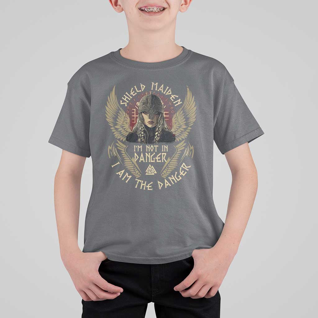 Shield Maiden T Shirt For Kid I Am The Danger Female Warrior Scandinavian Folklore Mythology