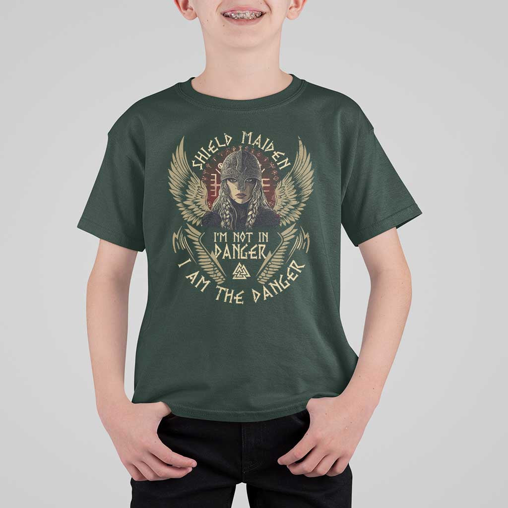 Shield Maiden T Shirt For Kid I Am The Danger Female Warrior Scandinavian Folklore Mythology