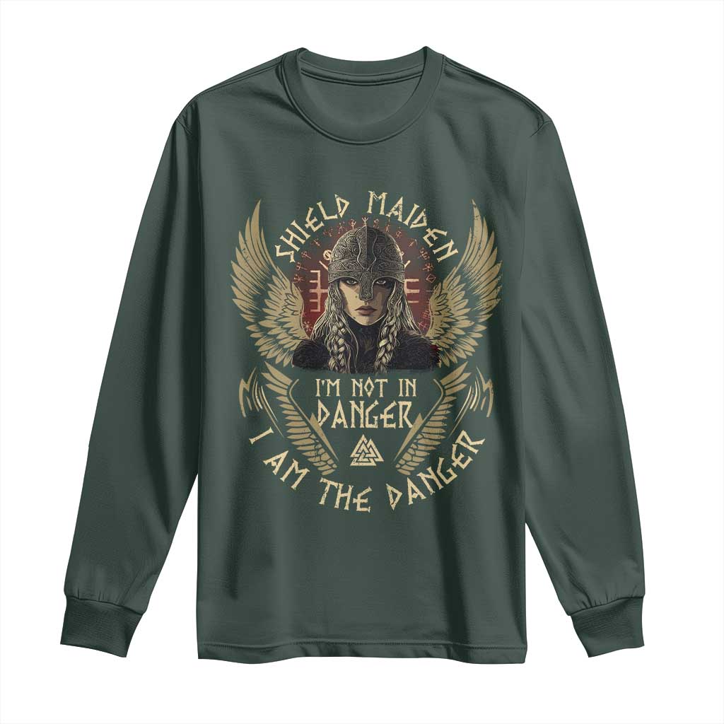 Shield Maiden Long Sleeve Shirt I Am The Danger Female Warrior Scandinavian Folklore Mythology
