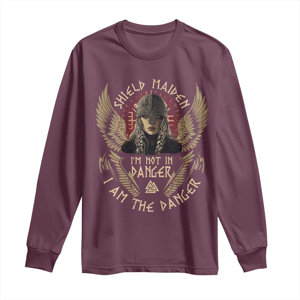 Shield Maiden Long Sleeve Shirt I Am The Danger Female Warrior Scandinavian Folklore Mythology