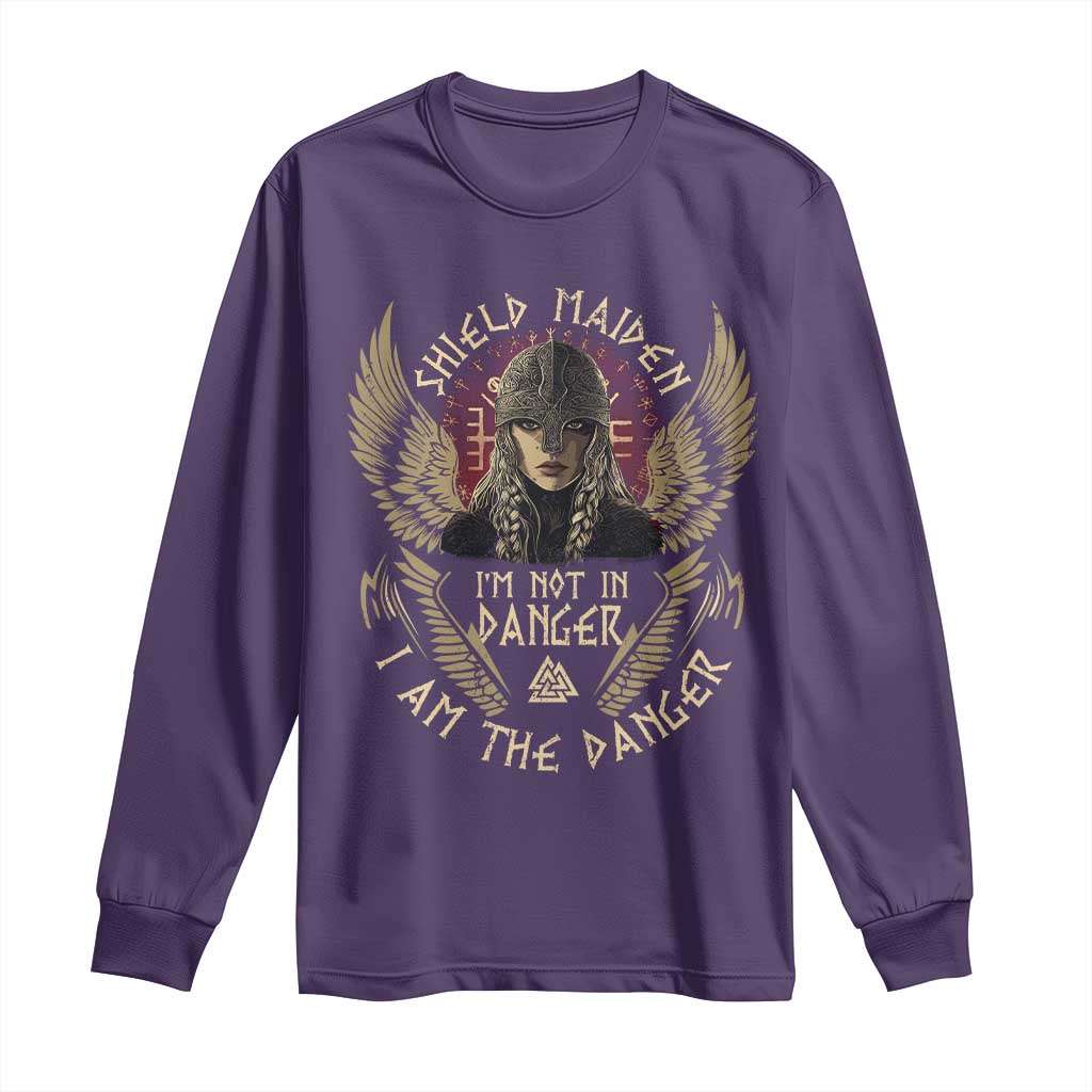 Shield Maiden Long Sleeve Shirt I Am The Danger Female Warrior Scandinavian Folklore Mythology