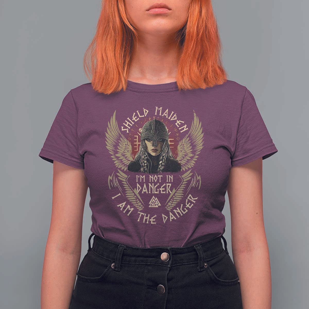 Shield Maiden T Shirt For Women I Am The Danger Female Warrior Scandinavian Folklore Mythology