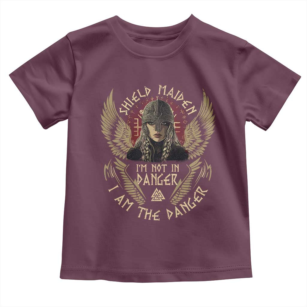 Shield Maiden Toddler T Shirt I Am The Danger Female Warrior Scandinavian Folklore Mythology