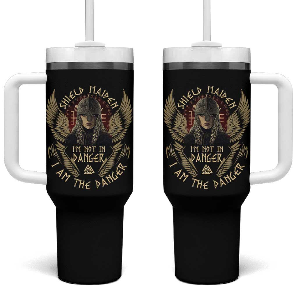 Shield Maiden Tumbler With Handle I Am The Danger Female Warrior Scandinavian Folklore Mythology