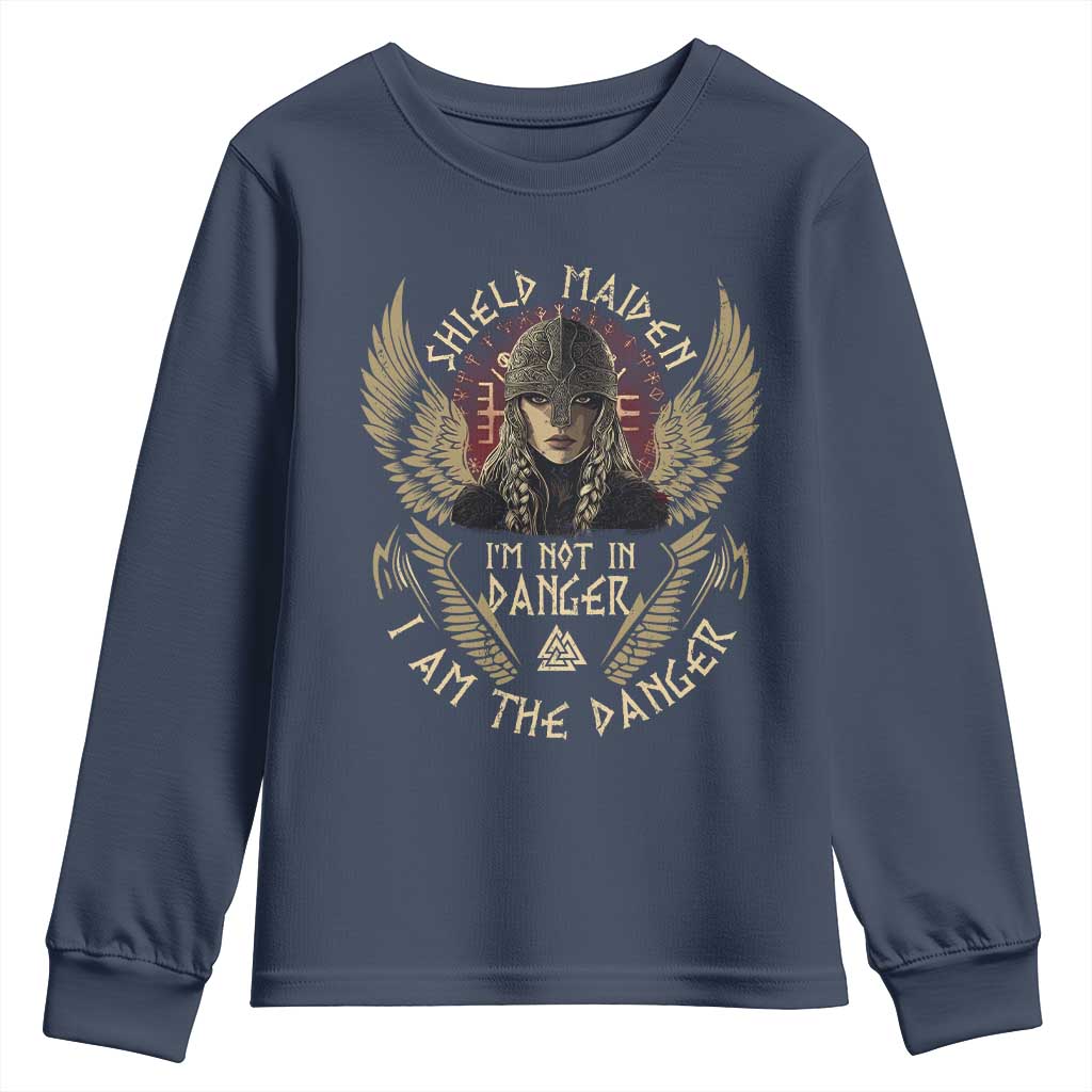 Shield Maiden Youth Sweatshirt I Am The Danger Female Warrior Scandinavian Folklore Mythology