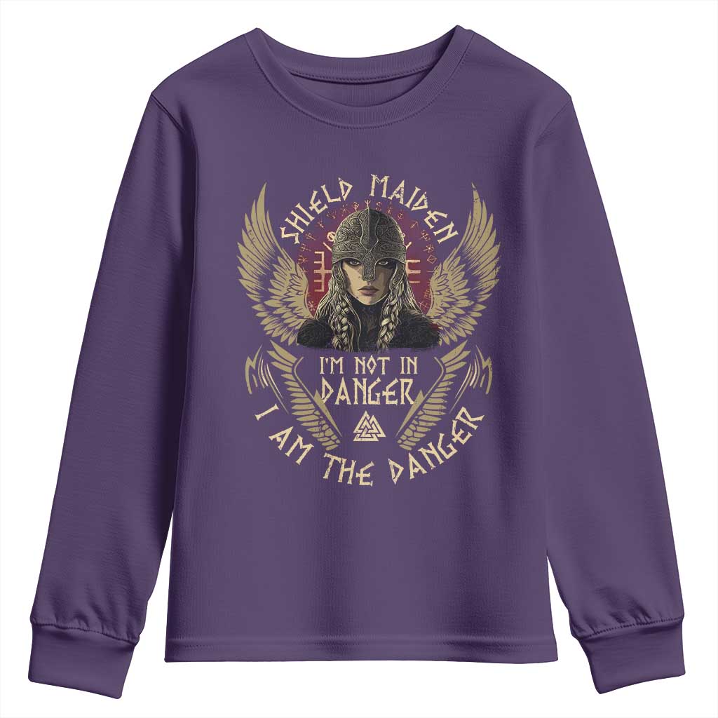 Shield Maiden Youth Sweatshirt I Am The Danger Female Warrior Scandinavian Folklore Mythology