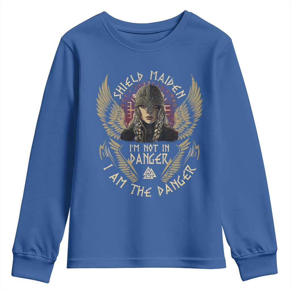 Shield Maiden Youth Sweatshirt I Am The Danger Female Warrior Scandinavian Folklore Mythology