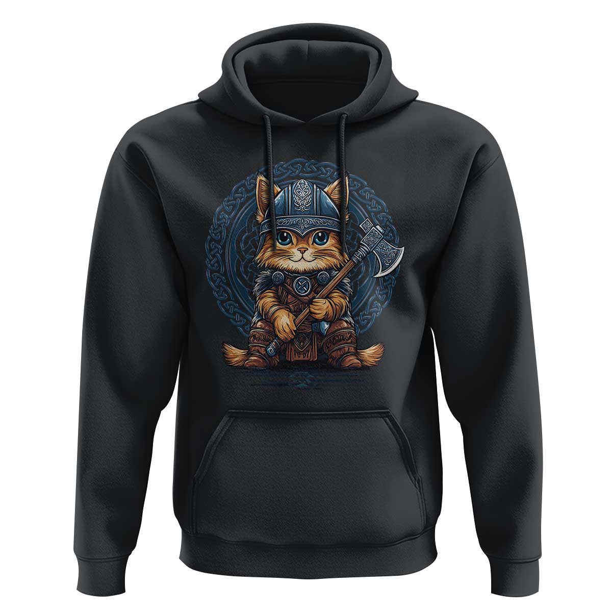 Nordic Norse Viking Cat Warrior Hoodie