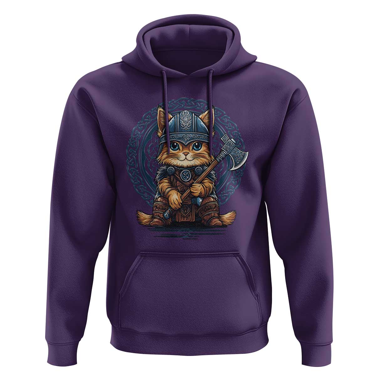 Nordic Norse Viking Cat Warrior Hoodie