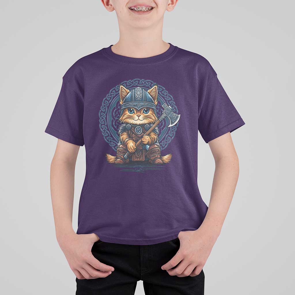 Nordic Norse Viking Cat Warrior T Shirt For Kid