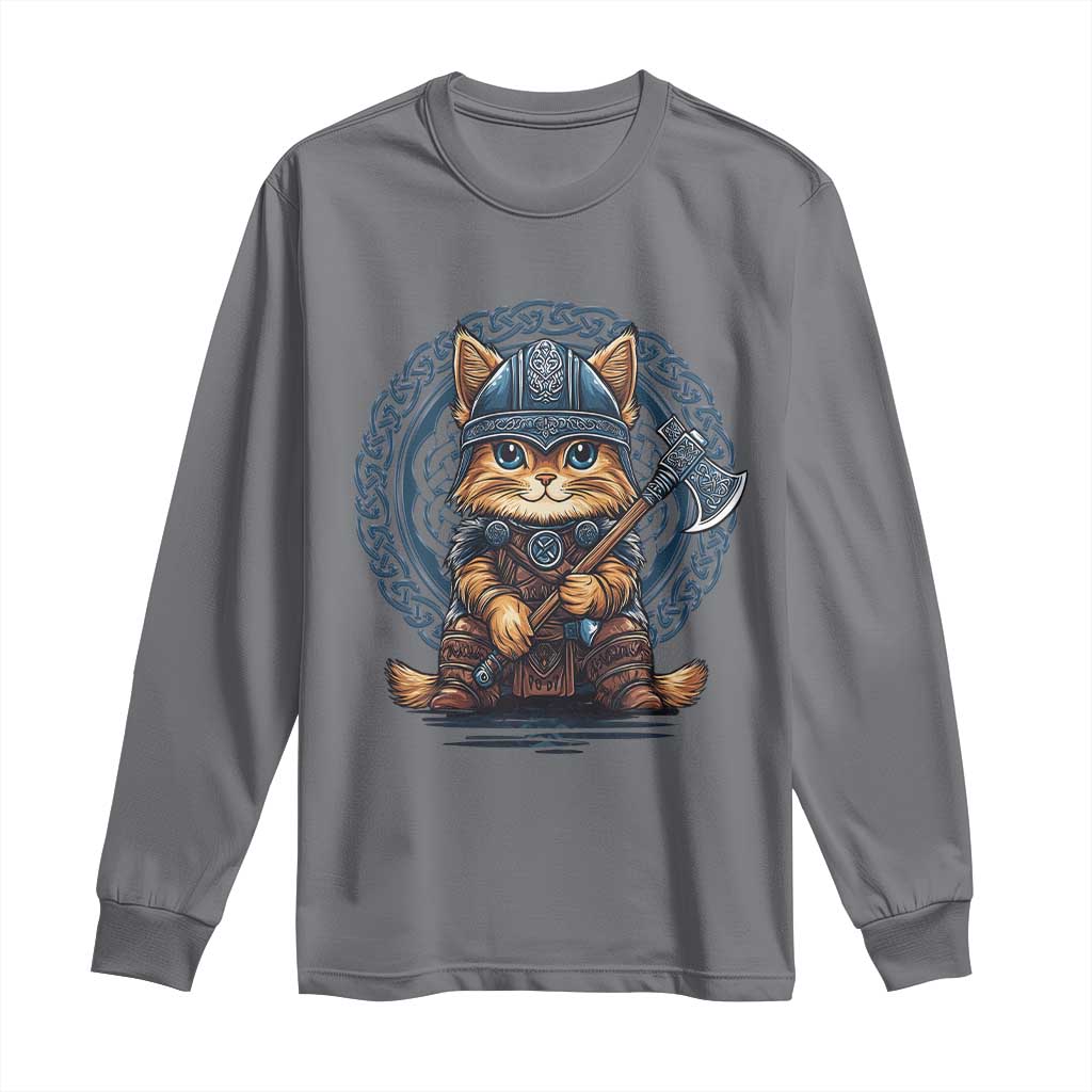 Nordic Norse Viking Cat Warrior Long Sleeve Shirt