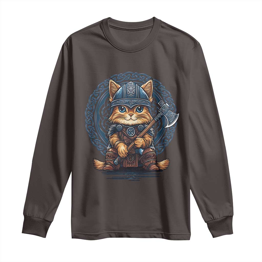 Nordic Norse Viking Cat Warrior Long Sleeve Shirt