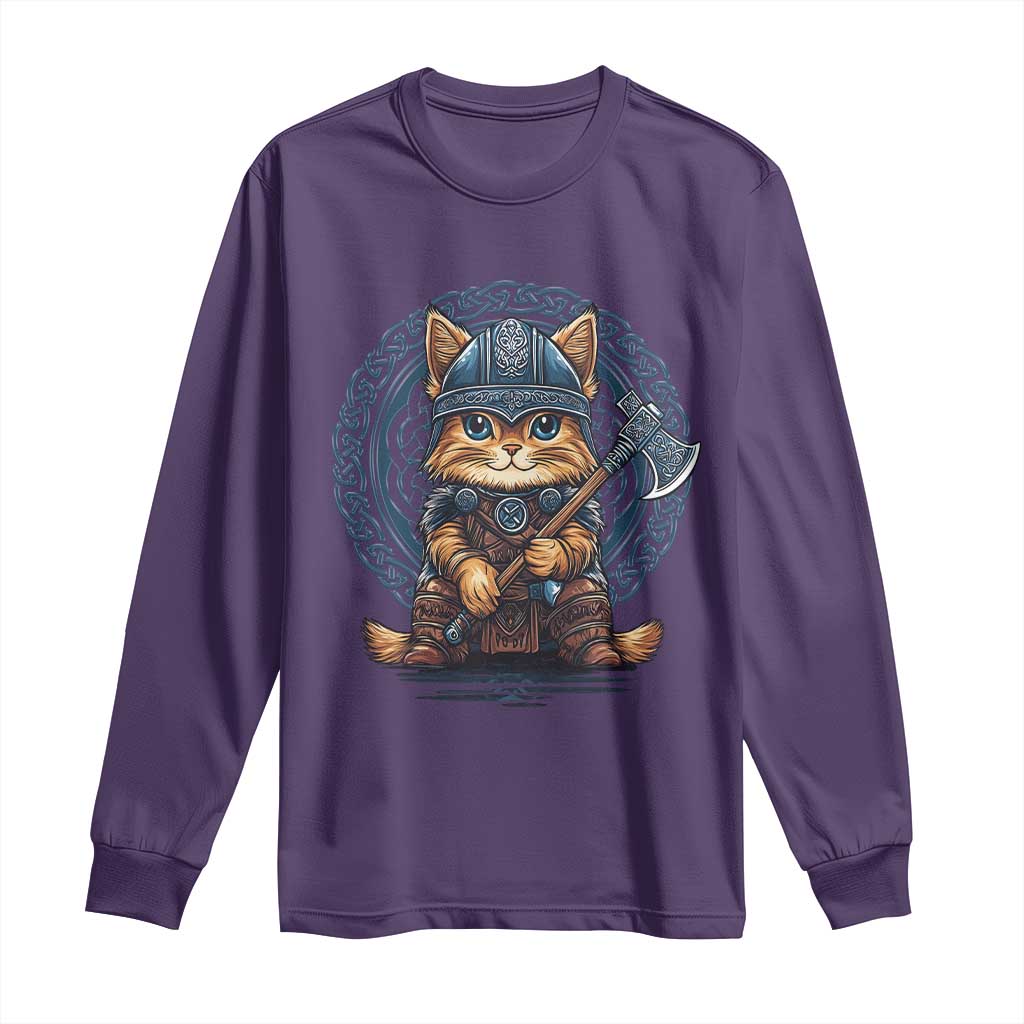 Nordic Norse Viking Cat Warrior Long Sleeve Shirt