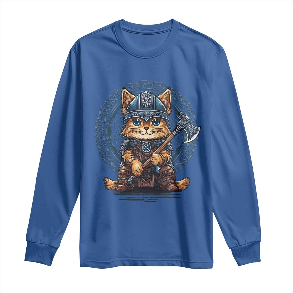 Nordic Norse Viking Cat Warrior Long Sleeve Shirt