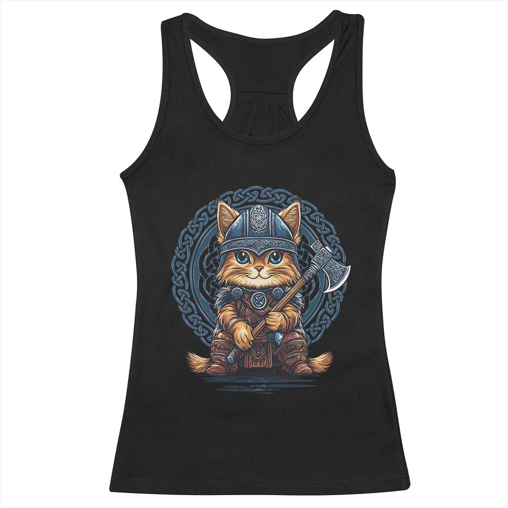 Nordic Norse Viking Cat Warrior Racerback Tank Top