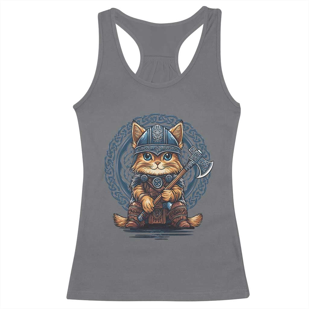Nordic Norse Viking Cat Warrior Racerback Tank Top