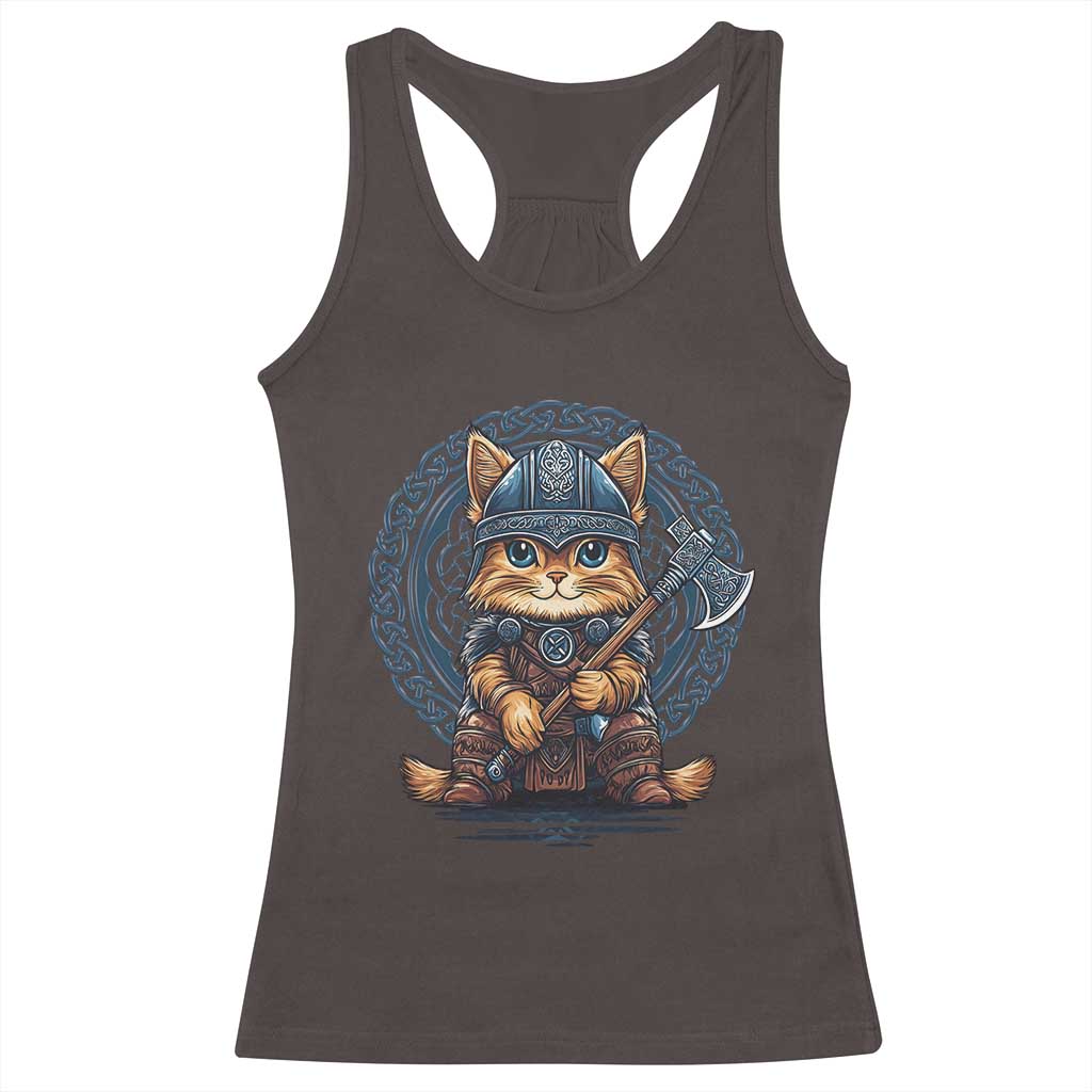 Nordic Norse Viking Cat Warrior Racerback Tank Top