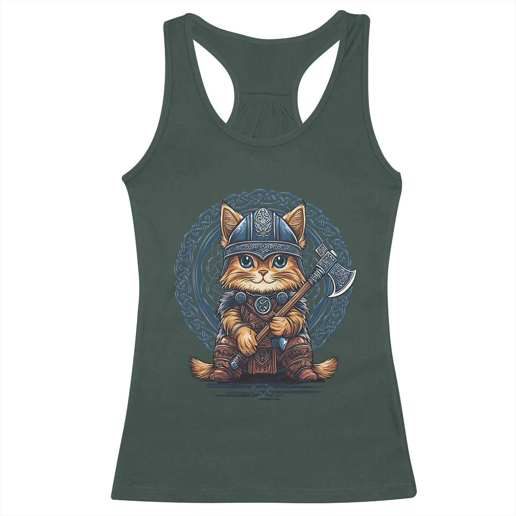 Nordic Norse Viking Cat Warrior Racerback Tank Top