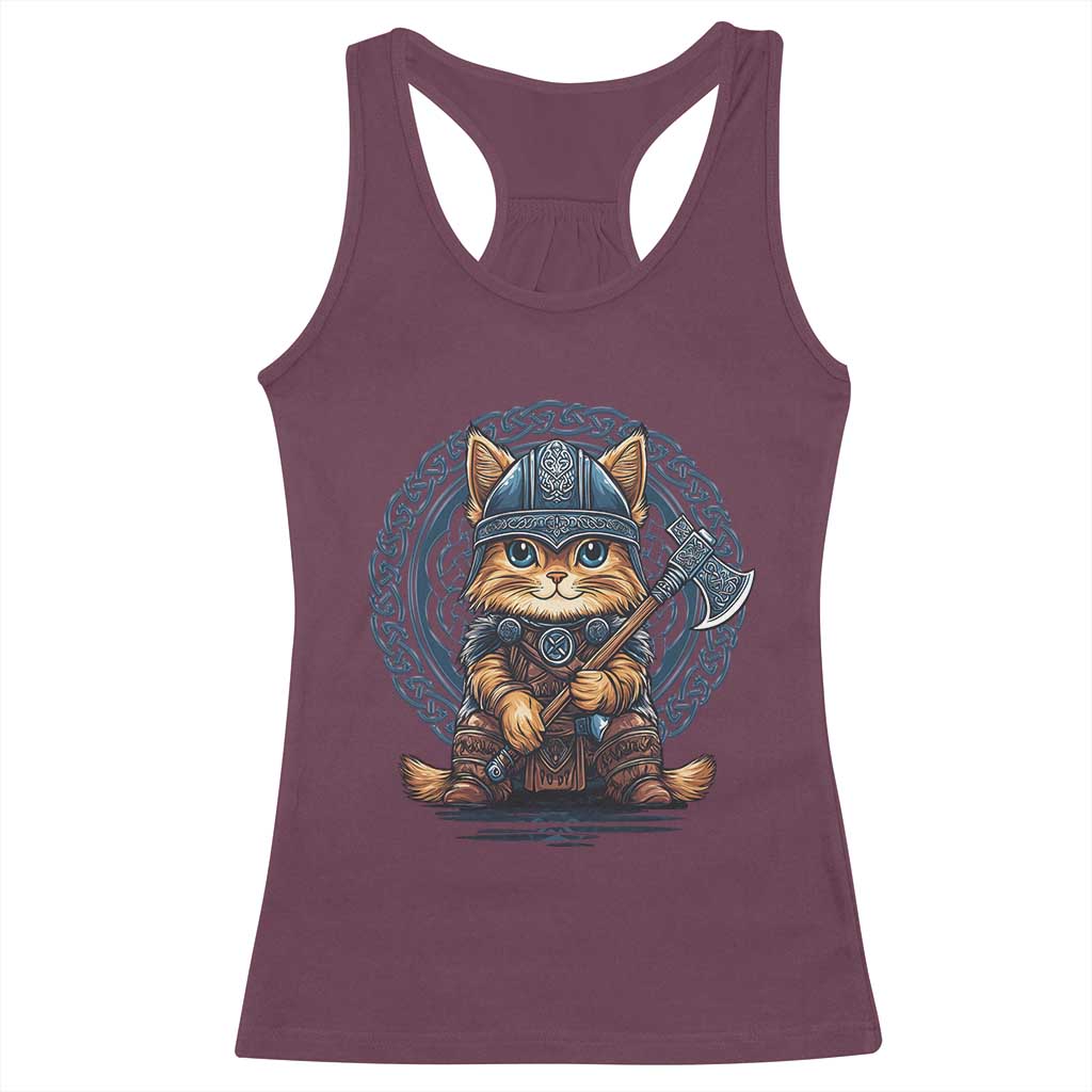 Nordic Norse Viking Cat Warrior Racerback Tank Top