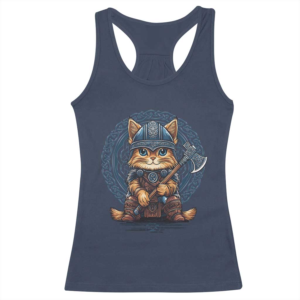 Nordic Norse Viking Cat Warrior Racerback Tank Top
