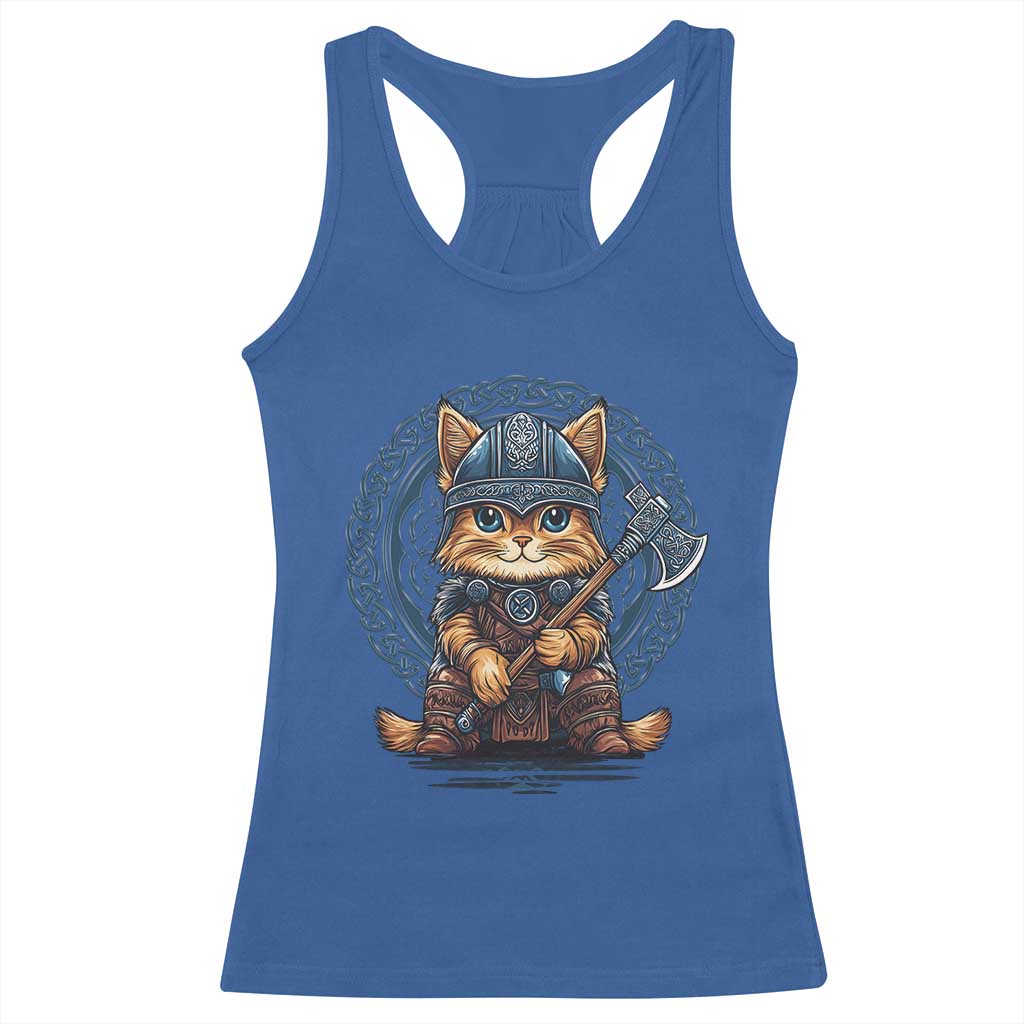 Nordic Norse Viking Cat Warrior Racerback Tank Top