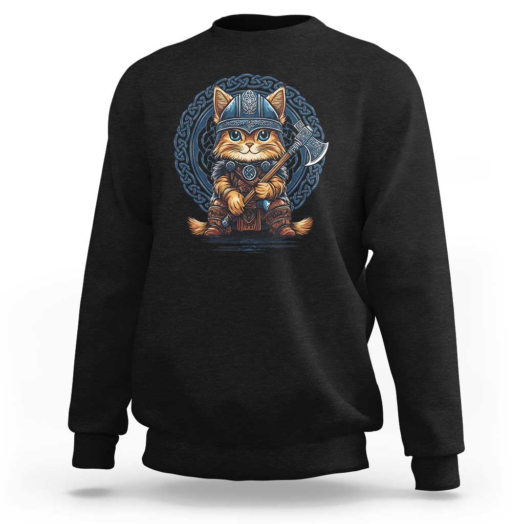 Nordic Norse Viking Cat Warrior Sweatshirt