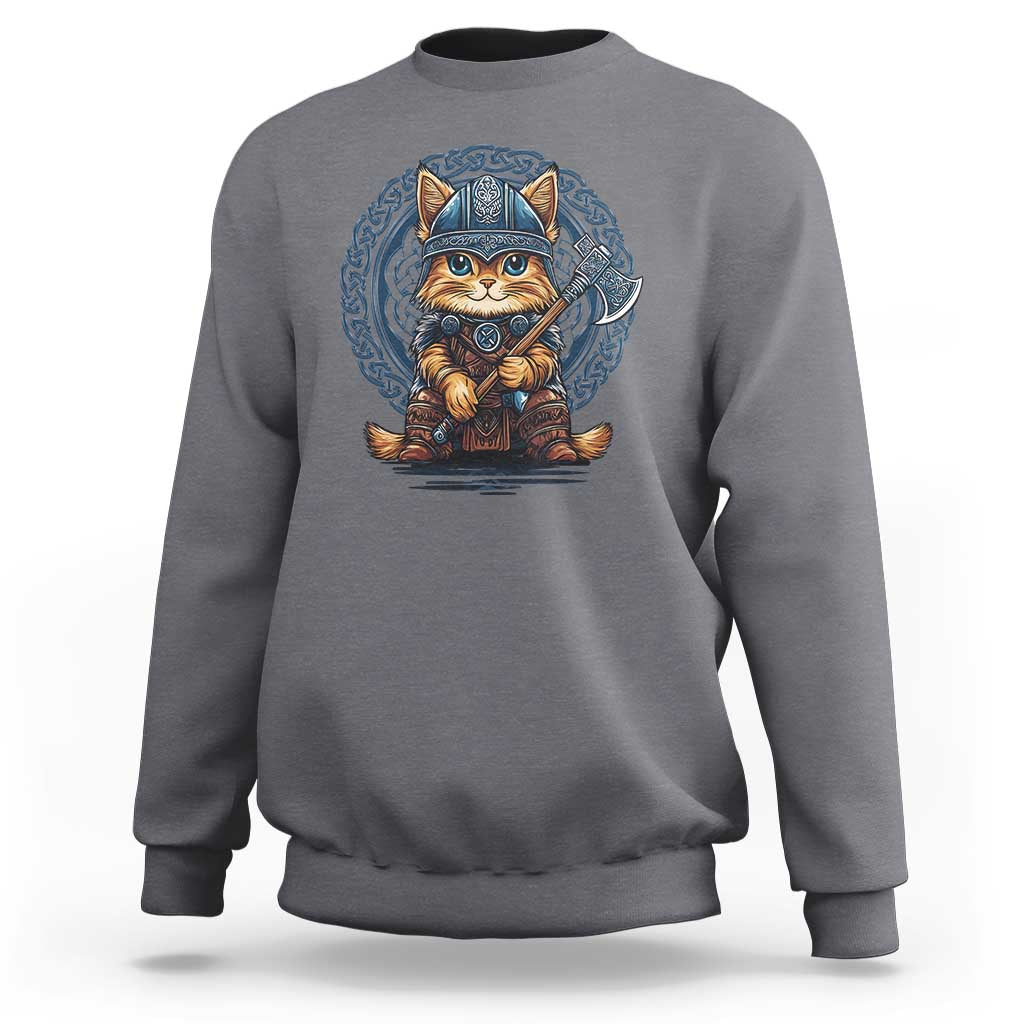 Nordic Norse Viking Cat Warrior Sweatshirt