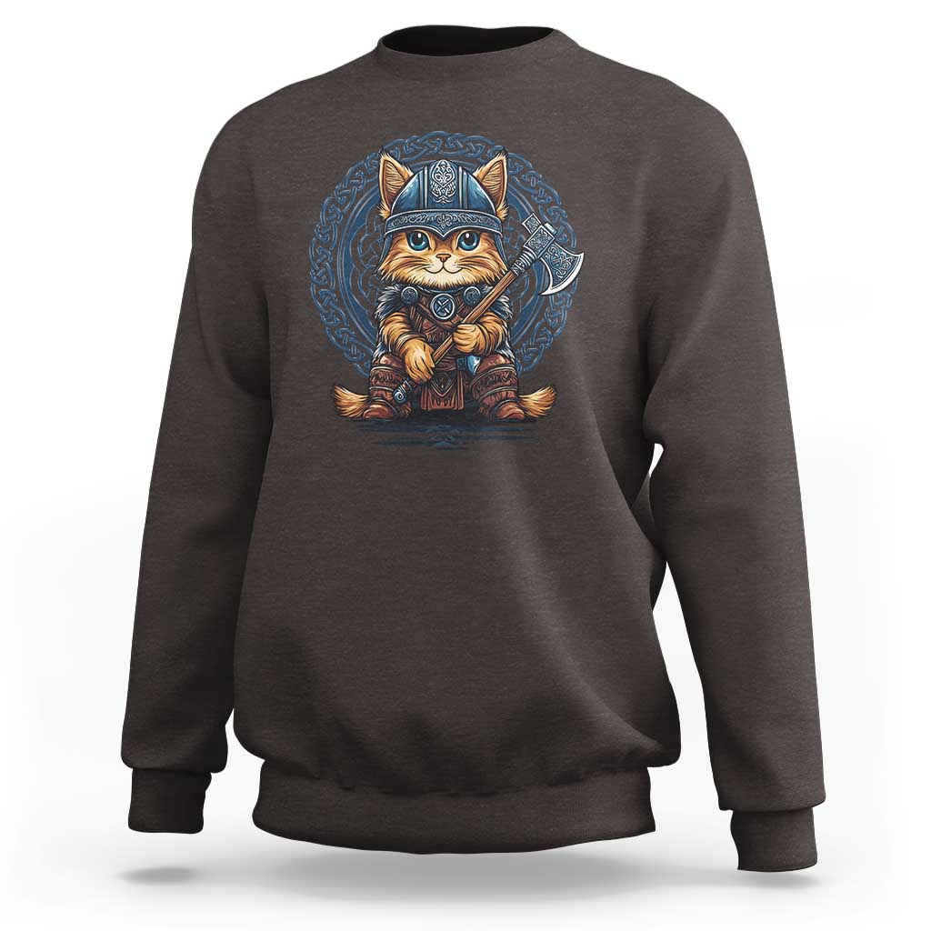 Nordic Norse Viking Cat Warrior Sweatshirt