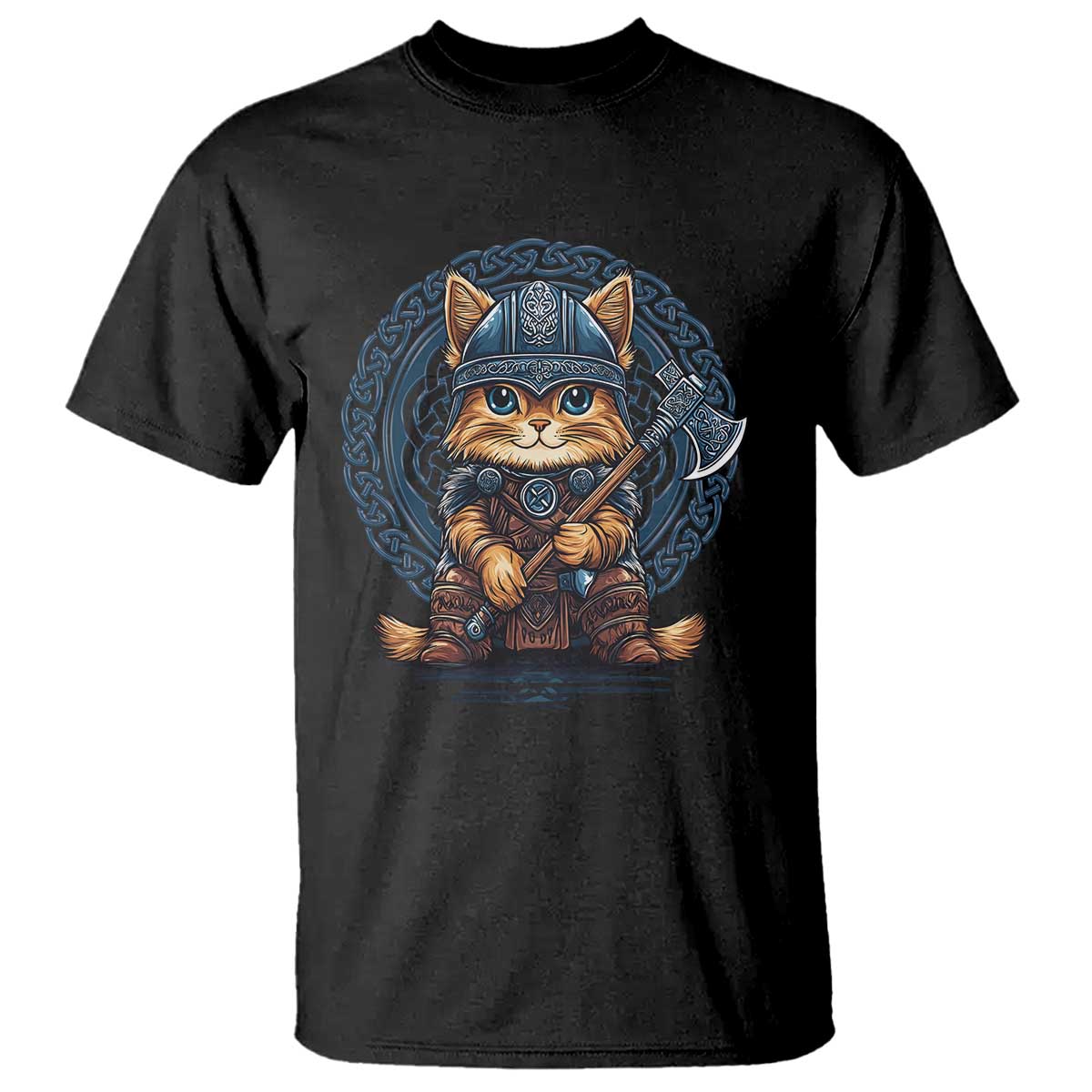 Nordic Norse Viking Cat Warrior T Shirt