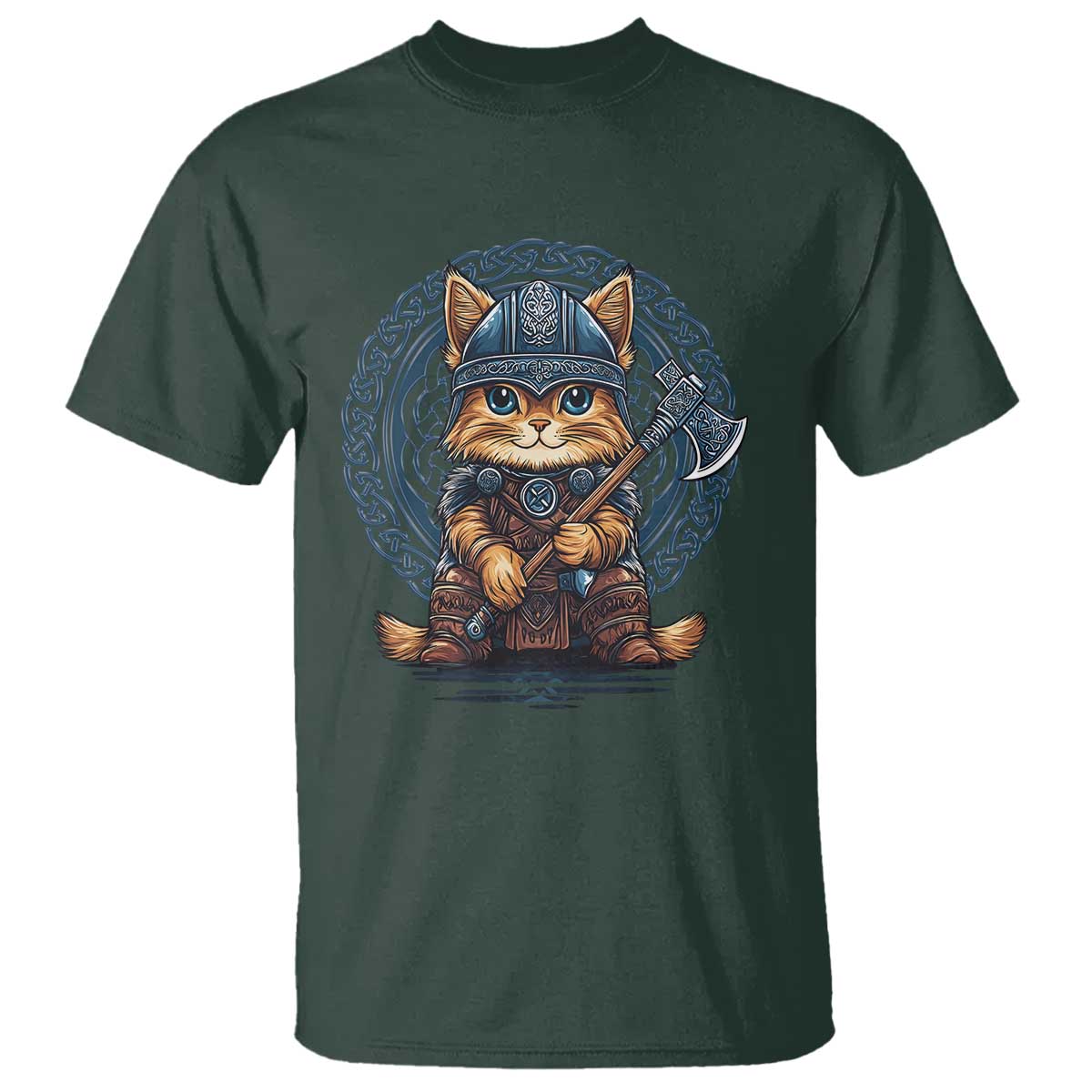 Nordic Norse Viking Cat Warrior T Shirt