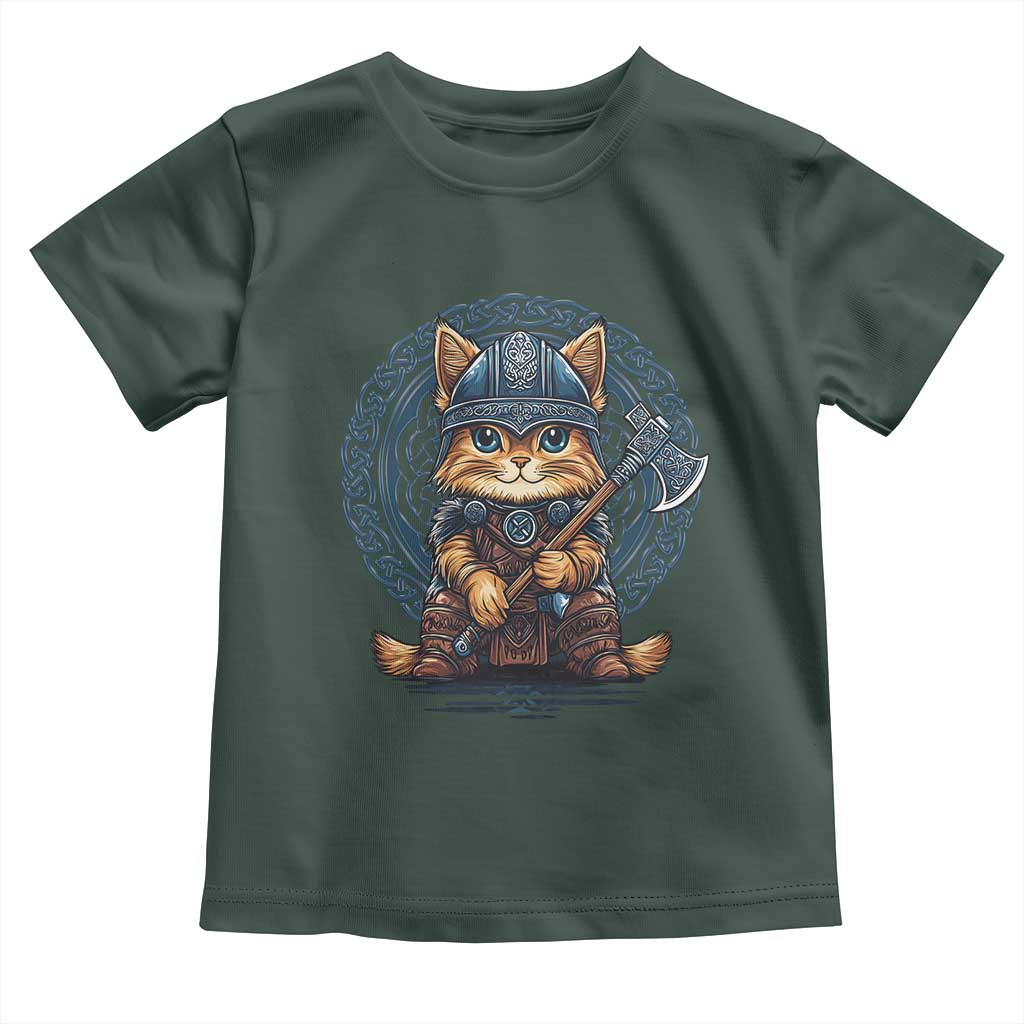 Nordic Norse Viking Cat Warrior Toddler T Shirt
