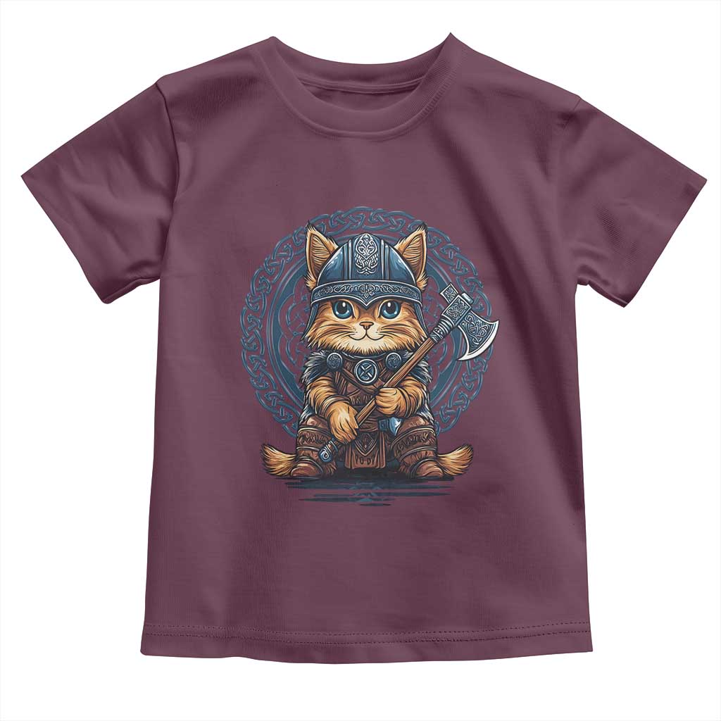 Nordic Norse Viking Cat Warrior Toddler T Shirt